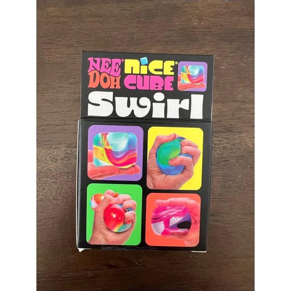 NeeDoh Nice Cube Swirl - Super Solid Squish Sensory Fidget Toy | GREEN  -  NIB!